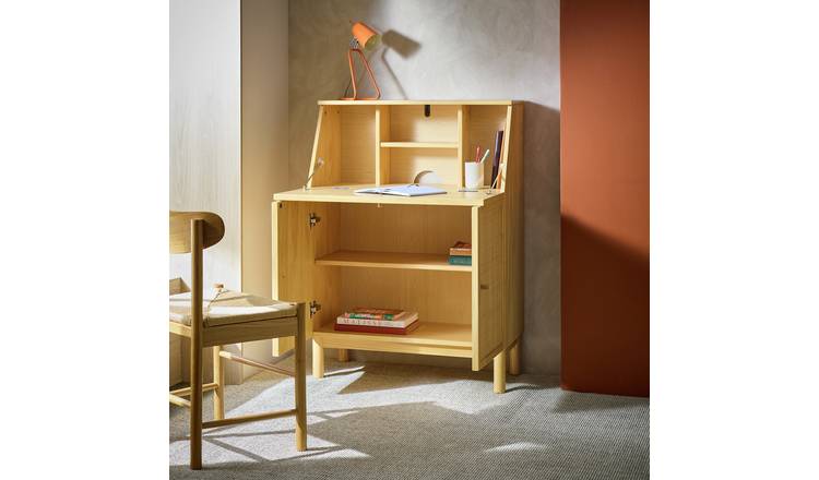 Habitat Simone Hideway Rattan Desk - Oak