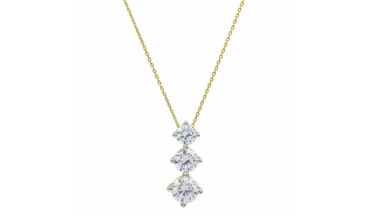 Pure Brilliance 9ct Yellow Gold Round Brilliant Cut Pendant Necklace