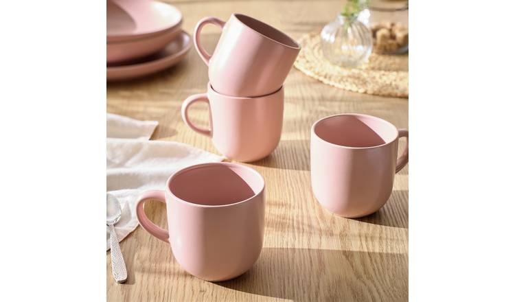 Habitat Set of 4 Matte Stoneware Mugs - Pink