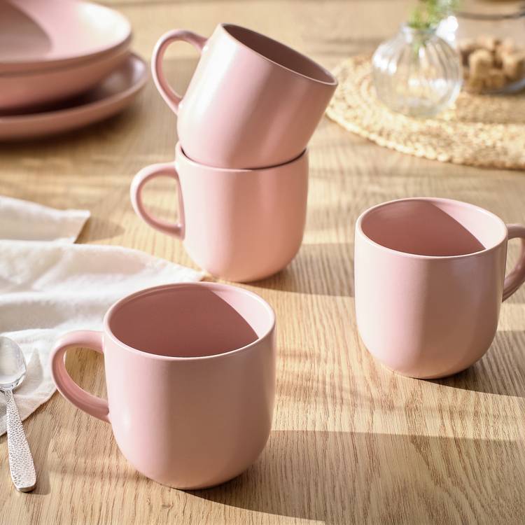 Habitat Set of 4 Matte Stoneware Mugs - Pink 0