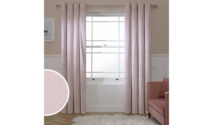 Argos Home Suede Effect Blackout Eyelet Curtain - Blush Pink - 117x183cm