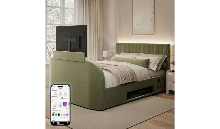 XR Living Maisie Double Velvet Side Lift Ottoman Bed - Green