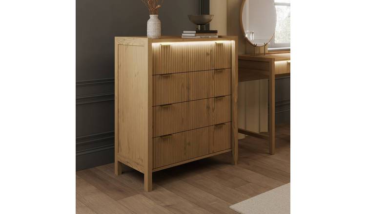 XR Living Dakota 4 Drawer Chest With App Controlled LED - Natural