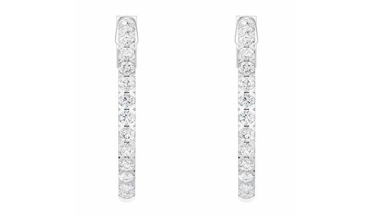 Pure Brilliance 9ct White Gold Lab Grown 0.50ct Diamond Round Hoop Earrings