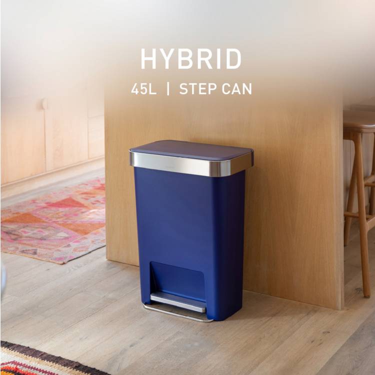 Simplehuman 45 Litre Hybrid Pedal Bin - Indigo Blue 0