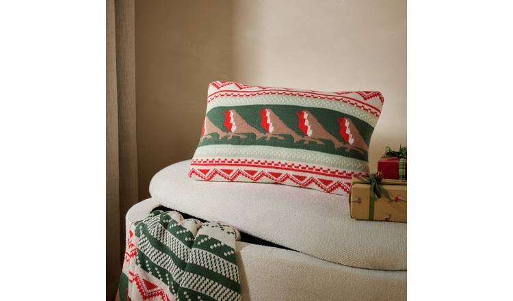 Argos Home Robin Fairisle Knitted Cushion - 50x30cm