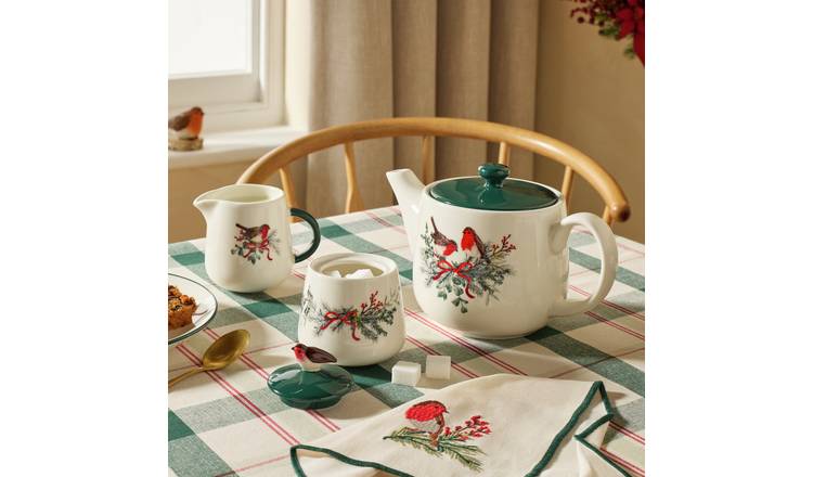 Argos Home Robin Stoneware Tea Set - White