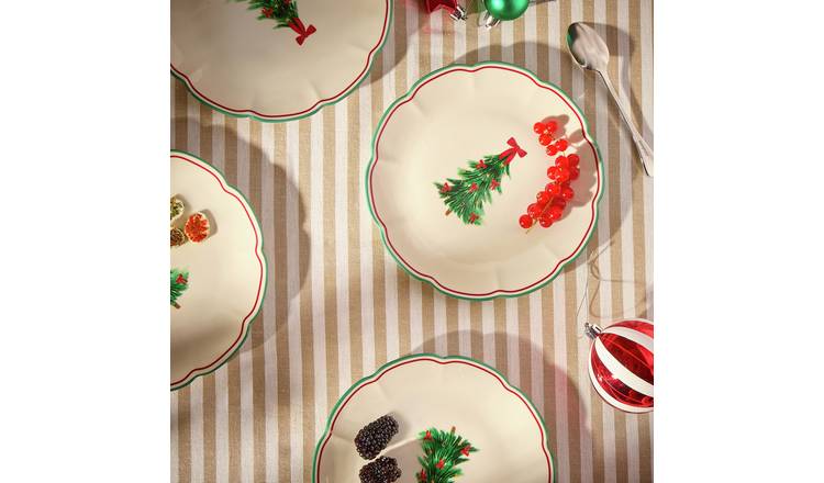Argos Home 4 Piece Tree and Bow Stoneware Side Plates - Cream