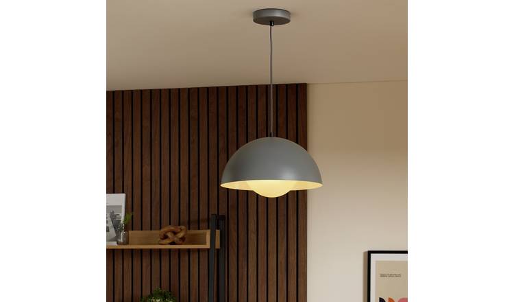 Argos Home Cole Metal Umbrella Pendant Light - Grey