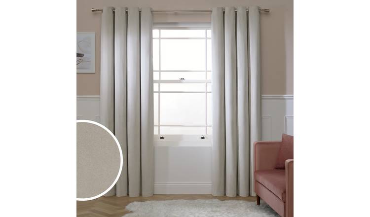 Argos Home Suede Effect Blackout Eyelet Curtain - Cream - 117x137cm