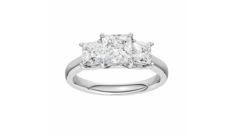 Pure Brilliance 9ct White Gold 2.00ct Laboratory grown Diamond Trilogy Ring - N