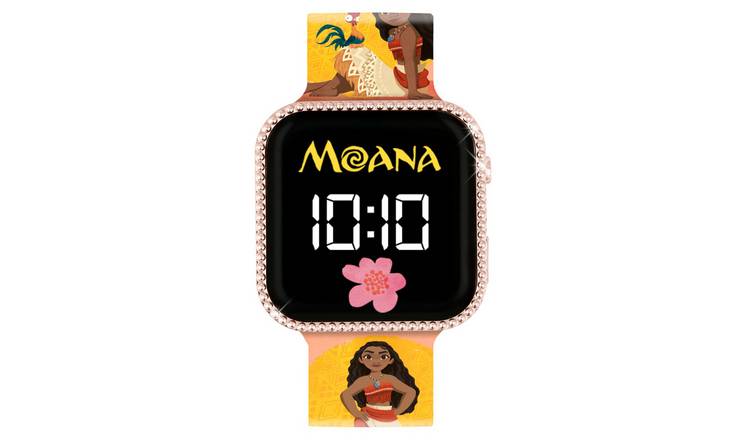 Disney Kids Moana Printed Silicone Strap LED Watch