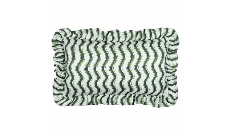Furn Wiggly Stripe Green Outdoor Cushion