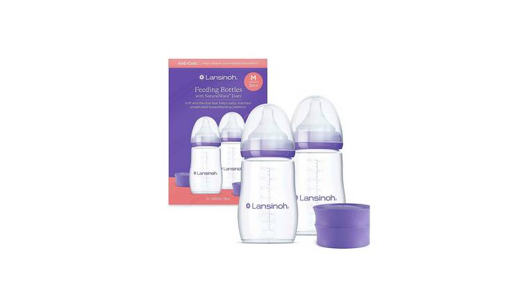 Lansinoh Anti-Colic Natural Wave 240ml Baby Feeding Bottles - 2 Pack