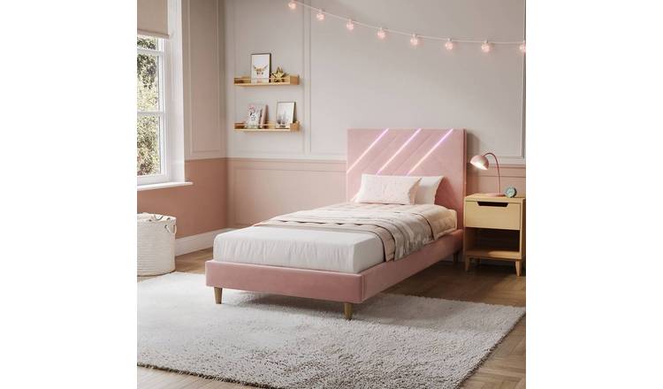 XR Living Lily Single Bed Frame With App Controlled LED - Pink
