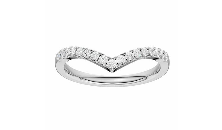 Pure Brilliance 9ct White Gold 0.25ct Diamond Wishbone Ring - L