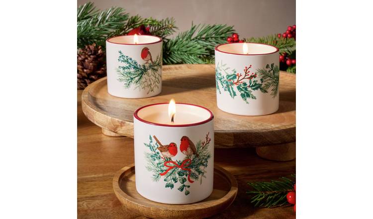 Argos Home Ceramic Boxed Candle Gift Set of 3 - Christmas Spice 