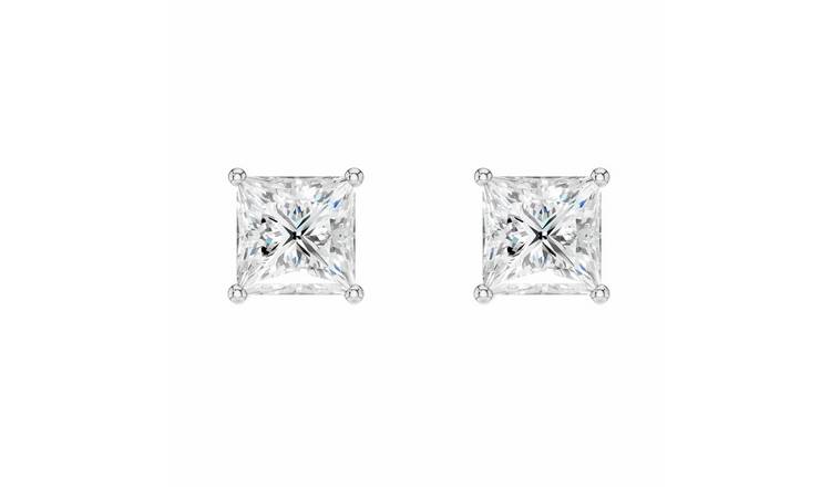 Pure Brilliance 9ct White Gold Lab Grown 2ct Diamond Princess Stud Earrings