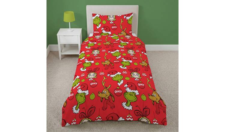 The Grinch Kids Welcome Christmas Fleece Red Bedding Set - Single