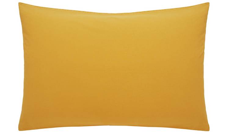 Habitat Washed Cotton Standard Pillowcase Pair - Mustard