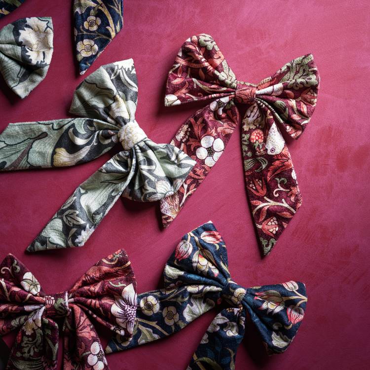Habitat x Morris & Co. Printed Clip On Bows - Pack of 3 0