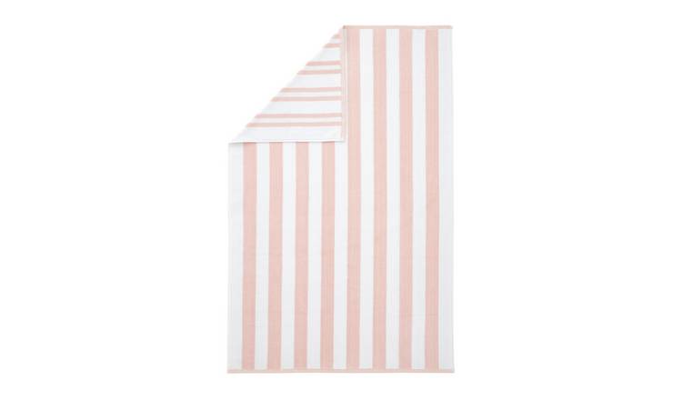 Catherine Lansfield Reversible Stripe Jacquard Bath Towel - Blush