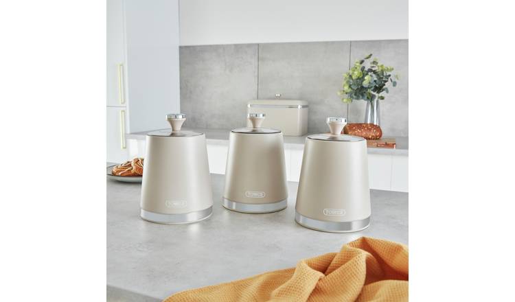 Tower Cavaletto White Set of 3 Stainless Steel Storage Jars and Canisters