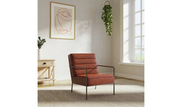 Dorel Bookham Faux Leather Accent Chair - Rust