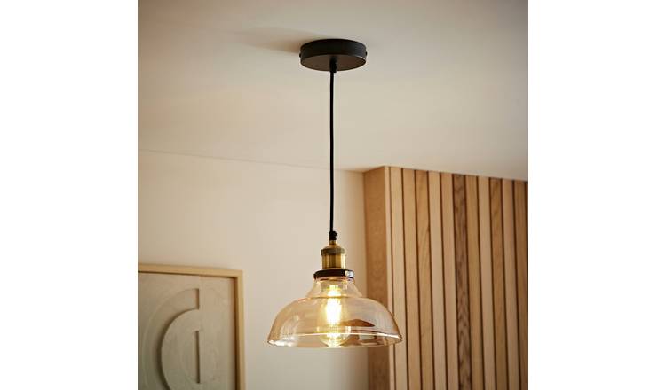 ValueLights Wallace Metal LED Clear Glass Pendant Ceiling Light - Black