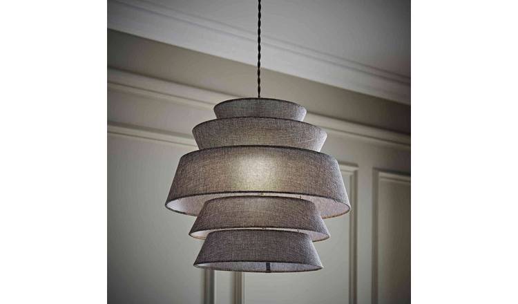 ValueLights Valerie Grey Linen 5 Tier Easy Fit Lampshade - 40cm