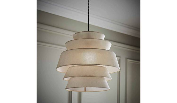 ValueLights Valerie Natural Linen 5 Tier Easy Fit Lampshade - 40cm