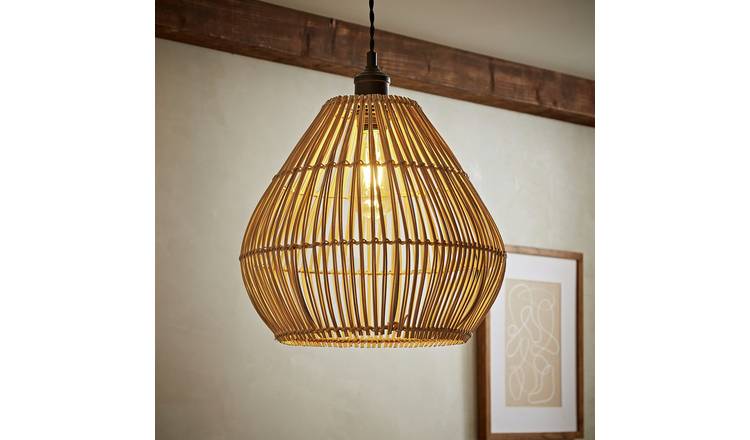 ValueLights Vine Brown Rattan Teardrop Easy Fit Lampshade - 34cm