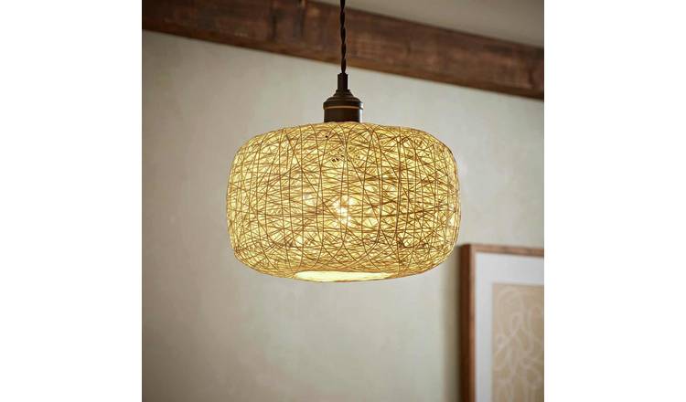 ValueLights Bjorn White Rattan Twine Easy Fit Lampshade - 28cm