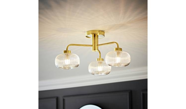 ValueLights Amaia Metal 3-Light Bathroom Flush Ceiling Light - Gold