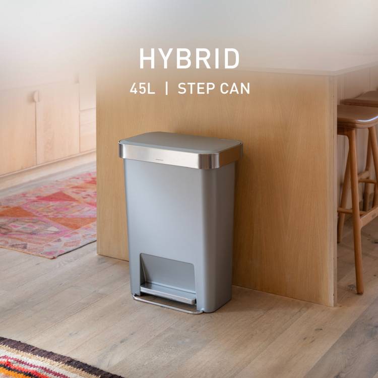 Simplehuman 45 Litre Hybrid Pedal Bin - Silver 0