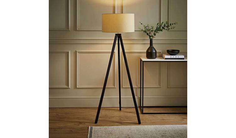 ValueLights Barbro Wooden Tripod Floor Lamp - Black