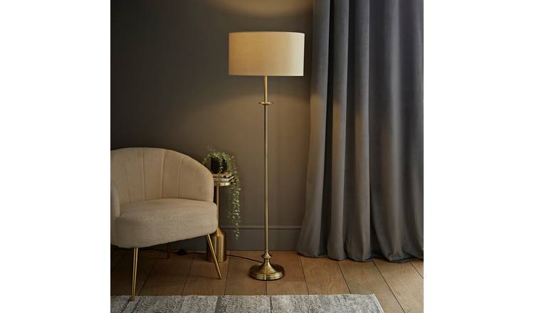 ValueLights Belmont Metal Statement Floor Lamp - Antique Brass