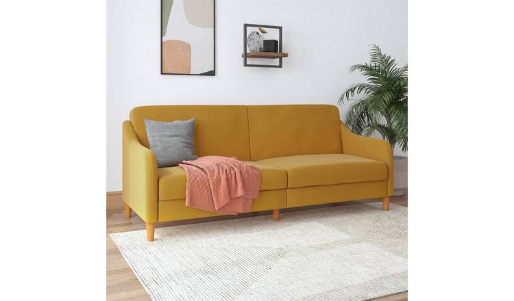 Dorel Jasper Fabric Futon Sofa Bed - Mustard