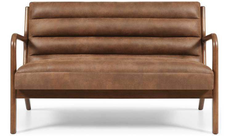 Kyoto Leah Faux Leather 2 Seater Sofa - Brown