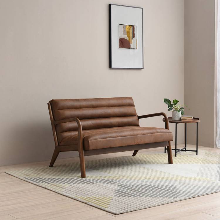 Kyoto Leah Faux Leather 2 Seater Sofa - Brown 0
