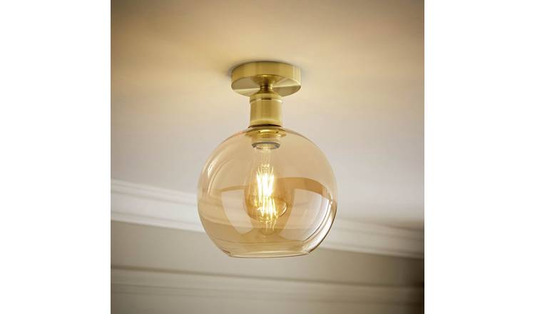 ValueLights Bellamy Metal Flush Ceiling Light - Gold