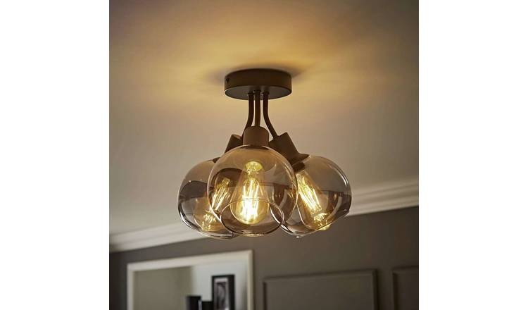 ValueLights Bellamy Metal 3-Light Flush Ceiling Light - Black