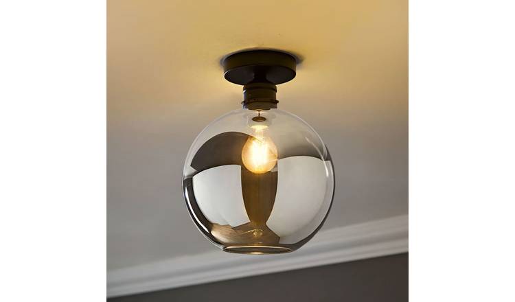 ValueLights Bellamy Metal Flush Ceiling Light - Black