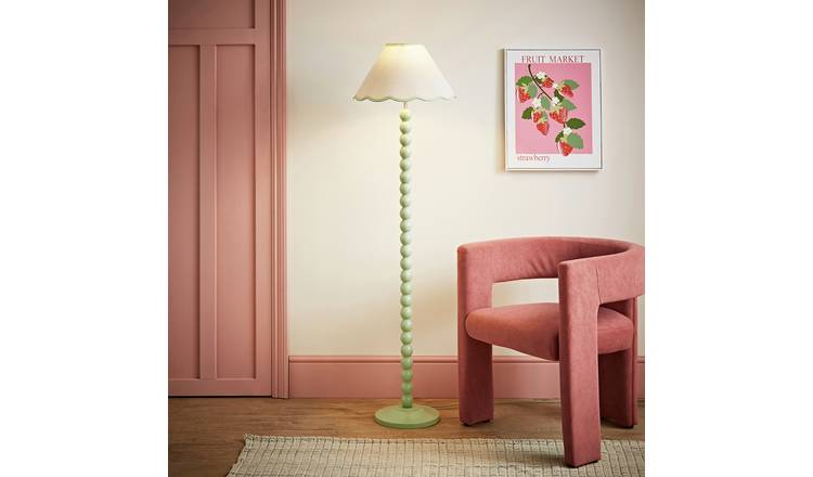 ValueLights Bobble Wooden Statement Floor Lamp - Green