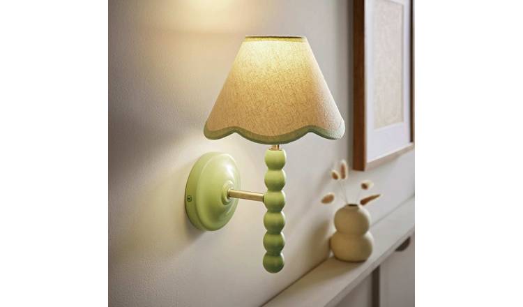 ValueLights Bobble Wooden Wall Light - Soft Green