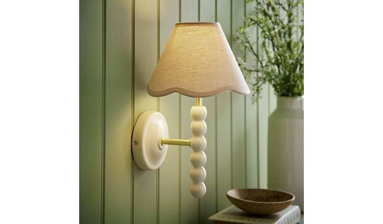 ValueLights Bobble Wooden Wall Light - Cream