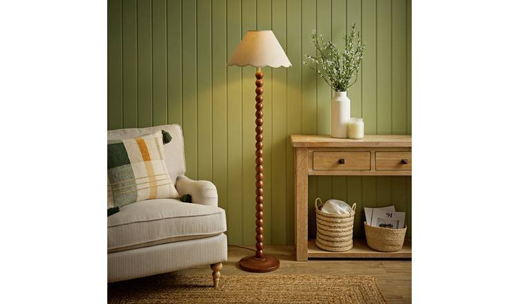 ValueLights Bobble Wooden Statement Floor Lamp - Brown