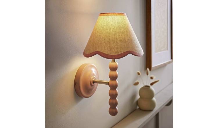 ValueLights Bobble Wooden Wall Light - Soft Pink