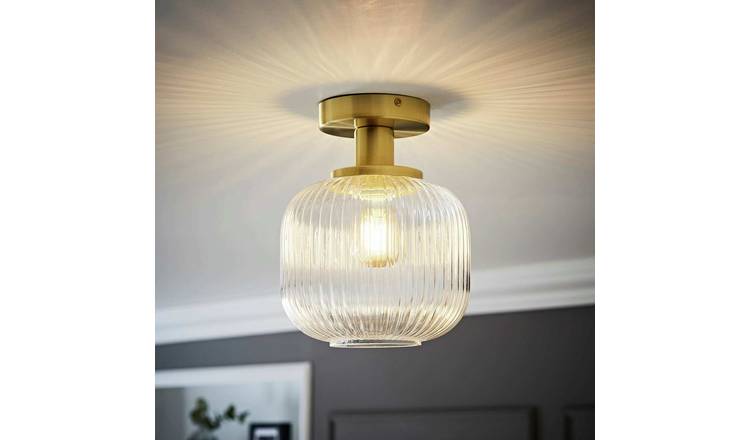 ValueLights Calpe Metal Flush Ceiling Light - Gold