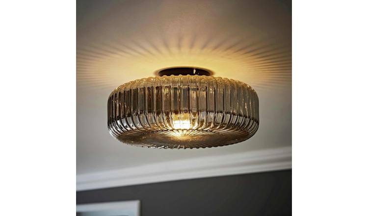 ValueLights Calpe Metal Flush Ceiling Light - Black